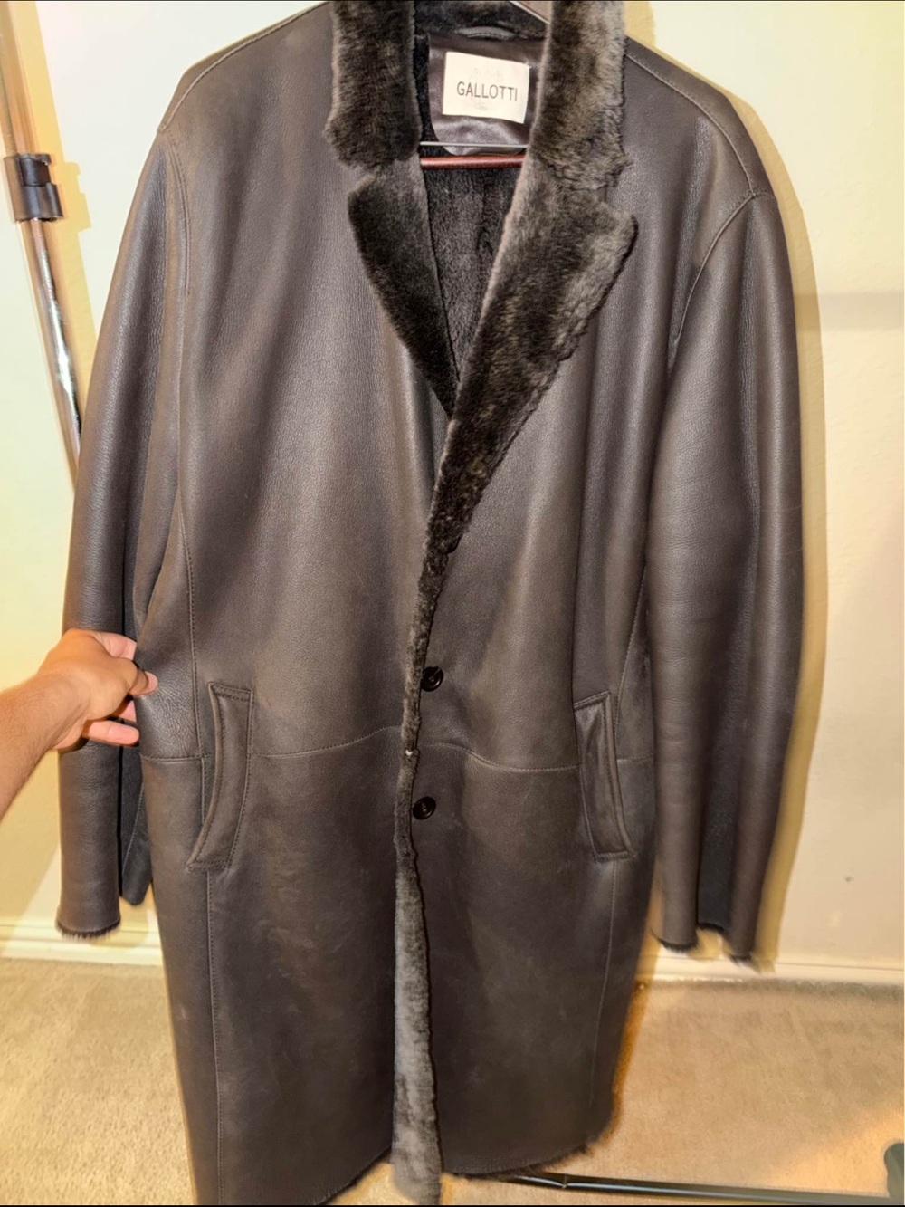 Men's Black Shearling Pea Coat